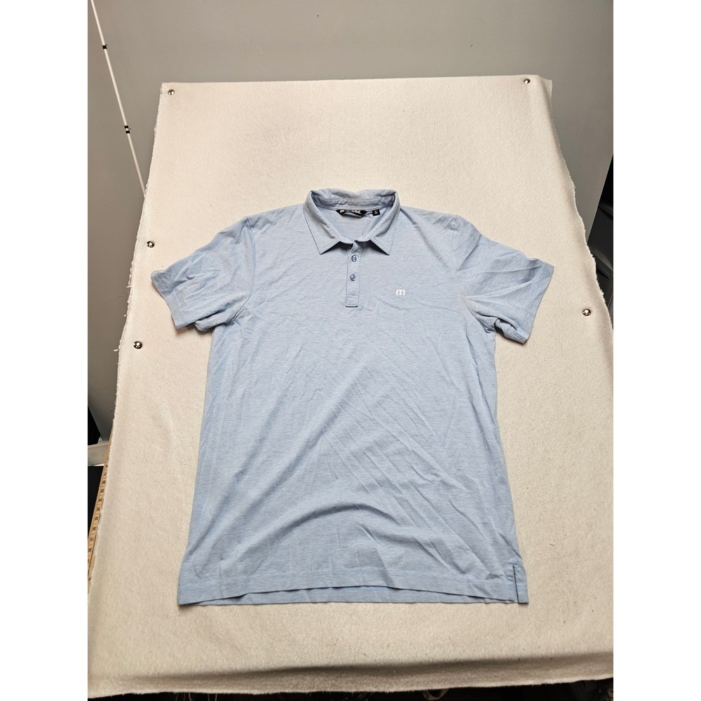TravisMathew Mens XL Light Blue Heather Short Sleeve Golf Polo Shirt 6938